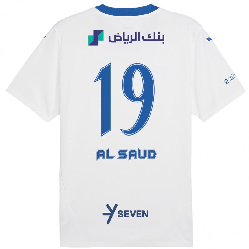 Kids Football Manal Al Saud #19 White Blue Away Jersey 2024/25 T-Shirt