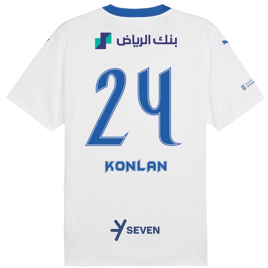 Kids Football Cynthia Konlan #24 White Blue Away Jersey 2024/25 T-Shirt