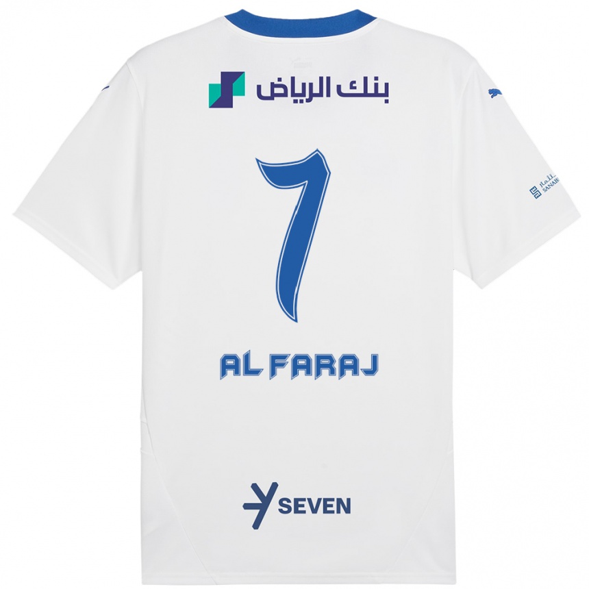 Kids Football Salman Al-Faraj #7 White Blue Away Jersey 2024/25 T-Shirt