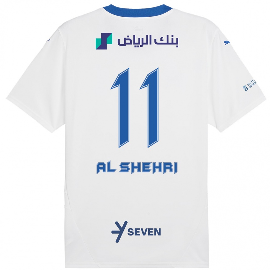 Kids Football Saleh Al-Shehri #11 White Blue Away Jersey 2024/25 T-Shirt