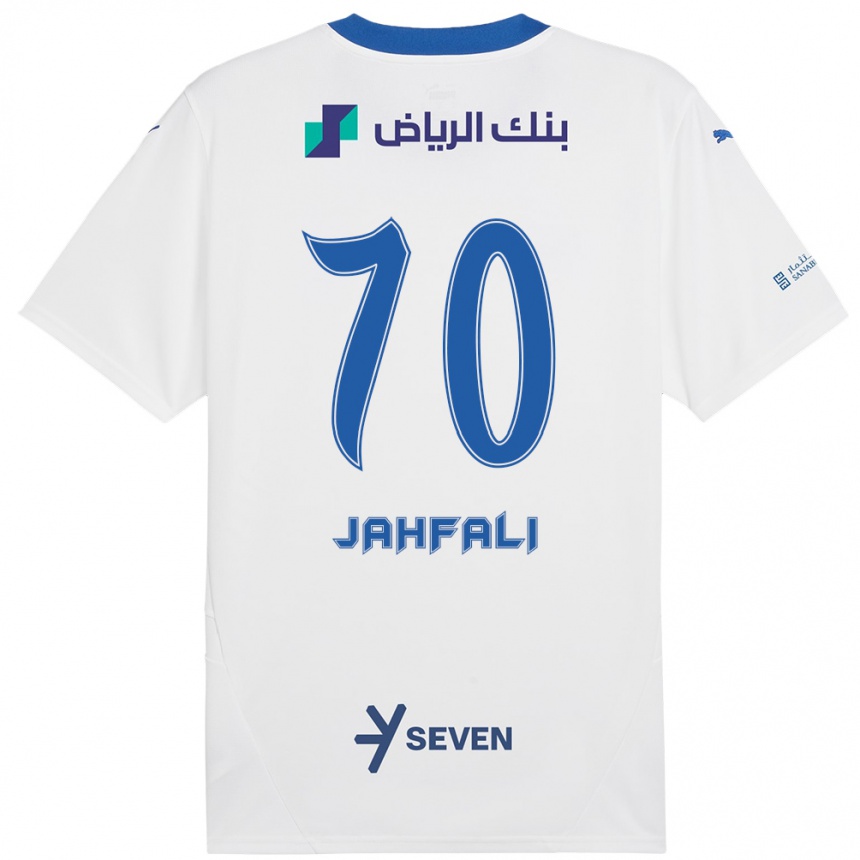 Kids Football Mohammed Jahfali #70 White Blue Away Jersey 2024/25 T-Shirt