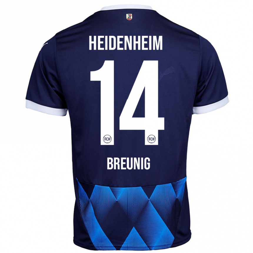 Kids Football Maximilian Breunig #14 Dark Navy Blue Away Jersey 2024/25 T-Shirt