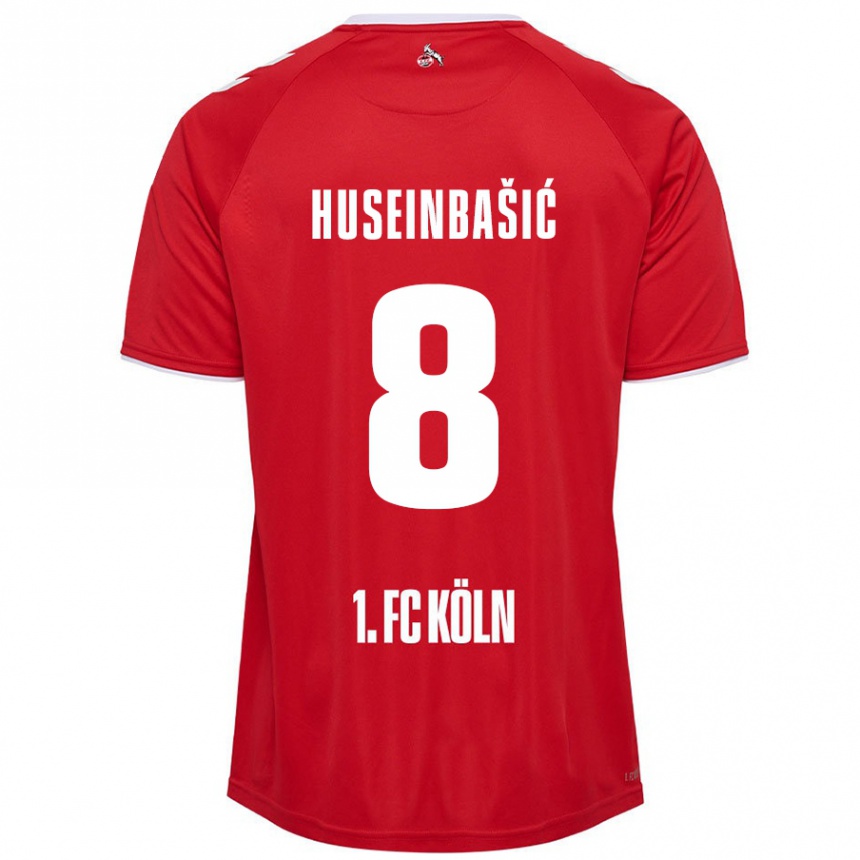 Kids Football Denis Huseinbasic #8 Red White Away Jersey 2024/25 T-Shirt