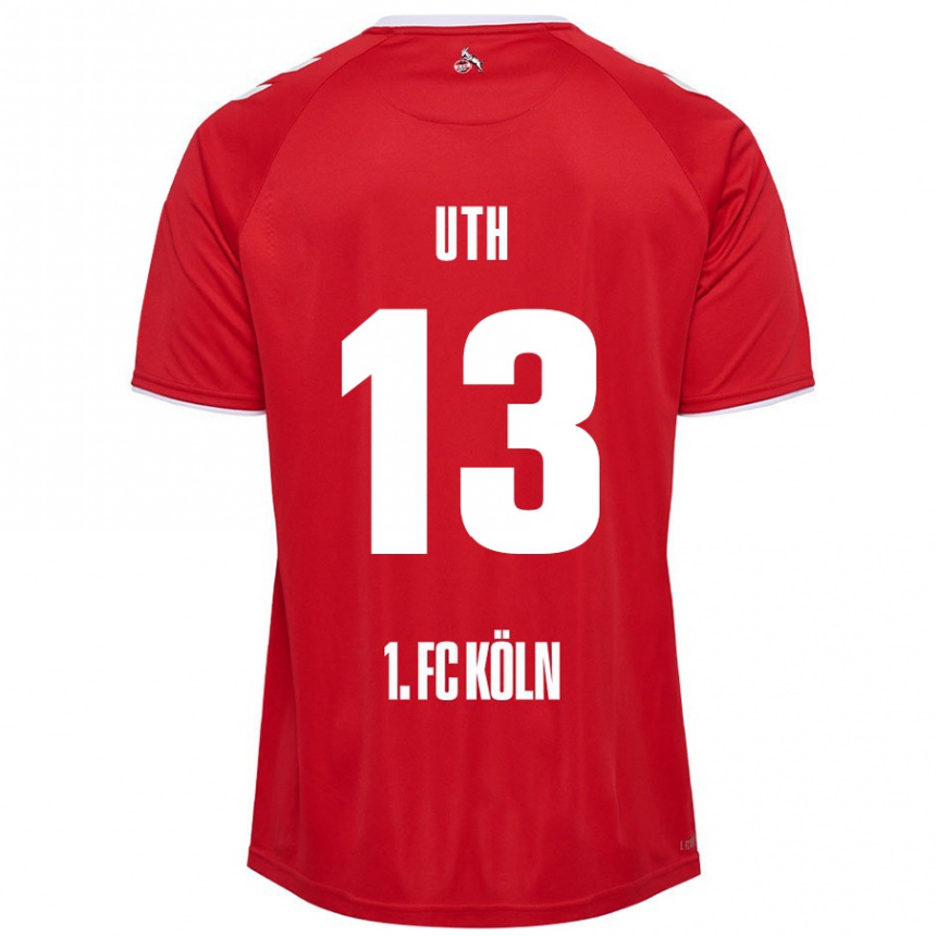 Kids Football Mark Uth #13 Red White Away Jersey 2024/25 T-Shirt