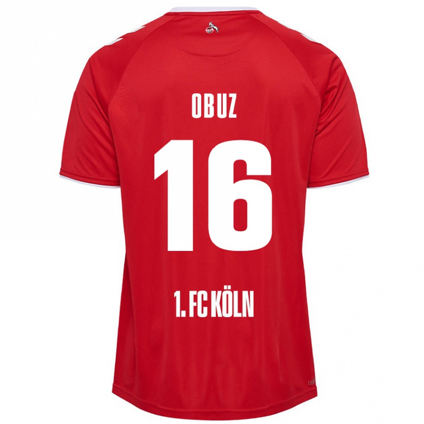 Kids Football Marvin Obuz #16 Red White Away Jersey 2024/25 T-Shirt