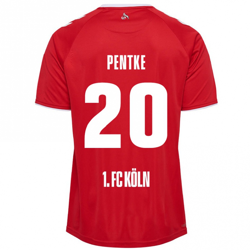 Kids Football Philipp Pentke #20 Red White Away Jersey 2024/25 T-Shirt