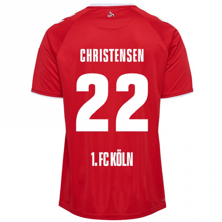 Kids Football Jacob Christensen #22 Red White Away Jersey 2024/25 T-Shirt