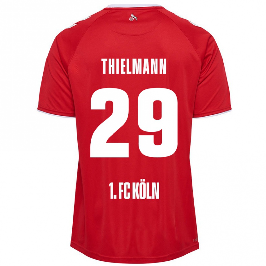 Kids Football Jan Thielmann #29 Red White Away Jersey 2024/25 T-Shirt