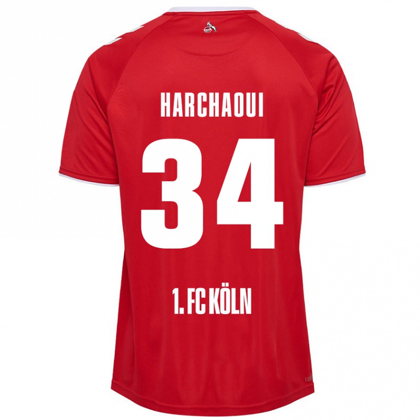 Kids Football Fayssal Harchaoui #34 Red White Away Jersey 2024/25 T-Shirt