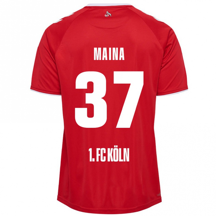 Kids Football Linton Maina #37 Red White Away Jersey 2024/25 T-Shirt