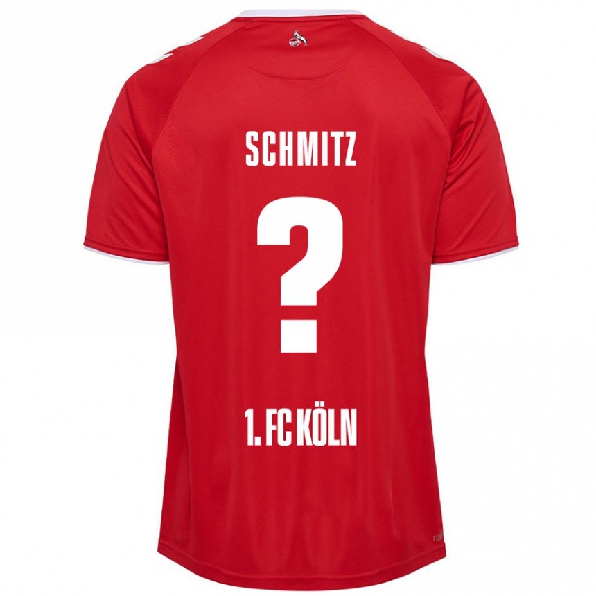 Kids Football Timo Schmitz #0 Red White Away Jersey 2024/25 T-Shirt