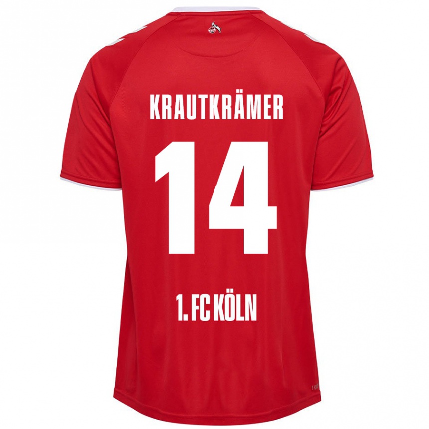 Kids Football Jakob Krautkrämer #14 Red White Away Jersey 2024/25 T-Shirt