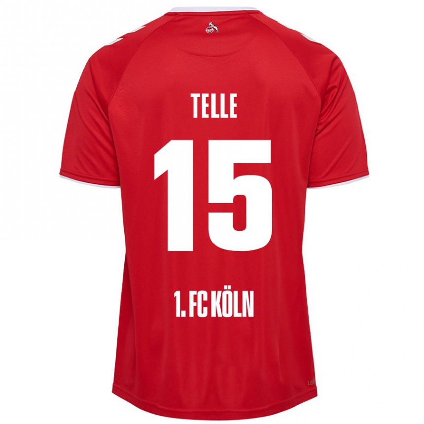 Kids Football Neo Telle #15 Red White Away Jersey 2024/25 T-Shirt