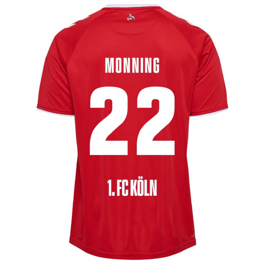 Kids Football Marlon Monning #22 Red White Away Jersey 2024/25 T-Shirt