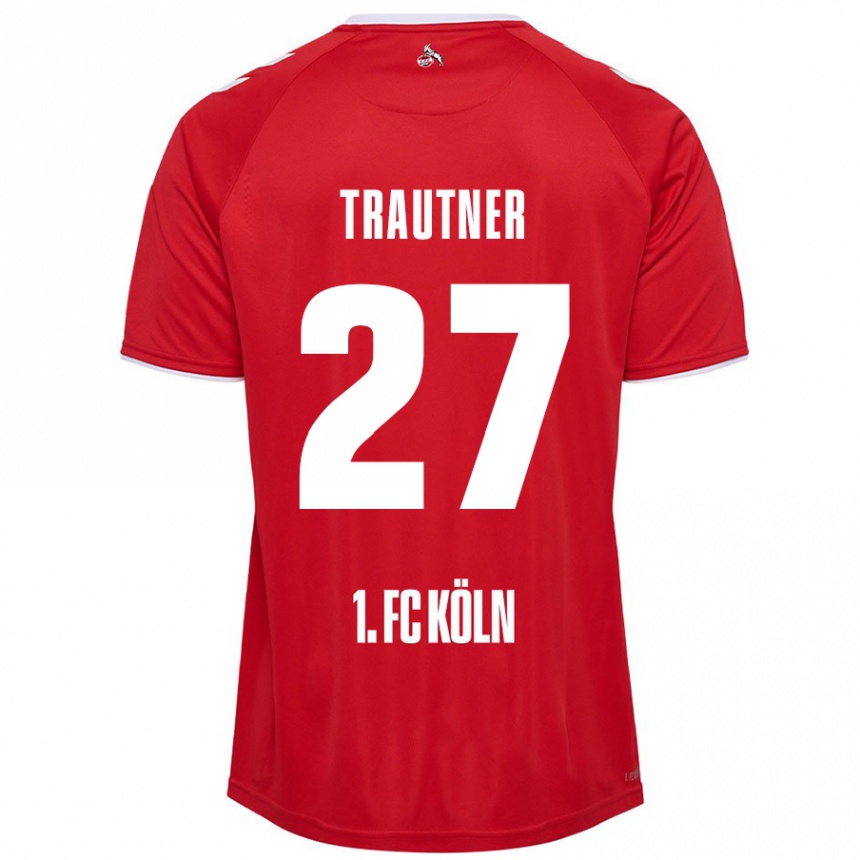 Kids Football Tobias Trautner #27 Red White Away Jersey 2024/25 T-Shirt