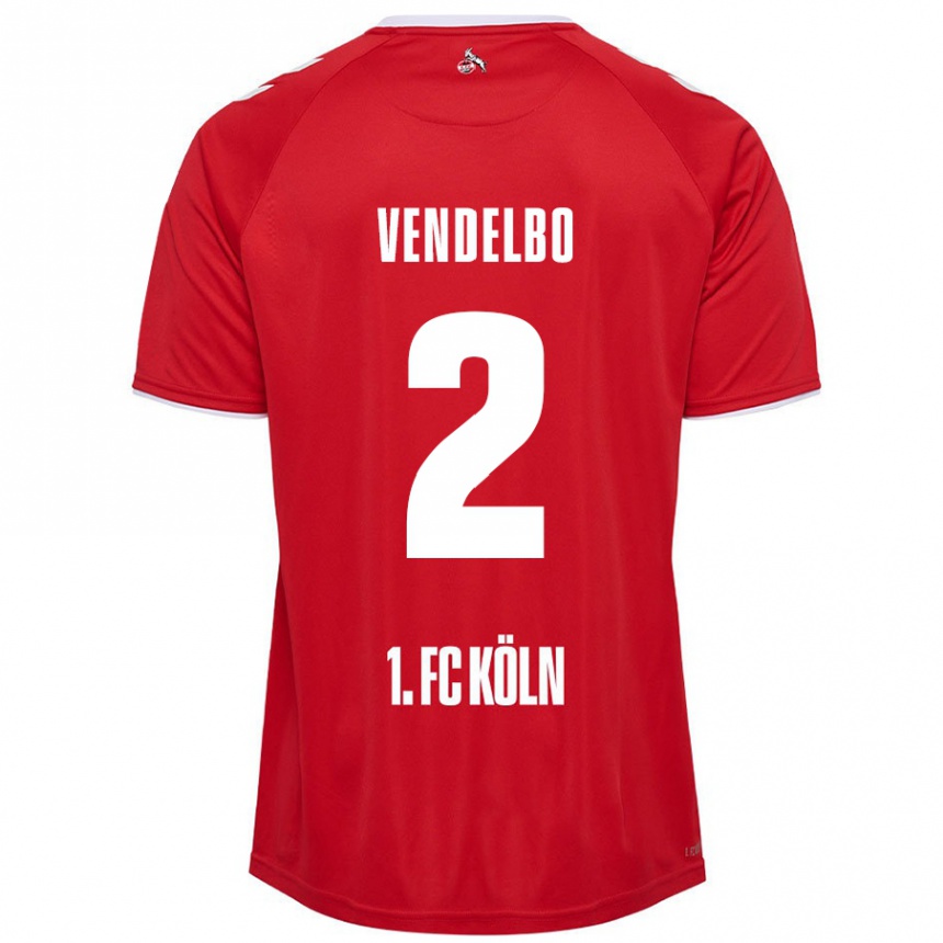 Kids Football Sofie Vendelbo #2 Red White Away Jersey 2024/25 T-Shirt