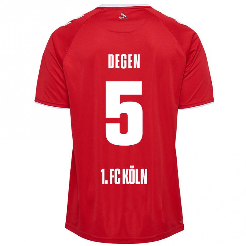 Kids Football Celina Degen #5 Red White Away Jersey 2024/25 T-Shirt