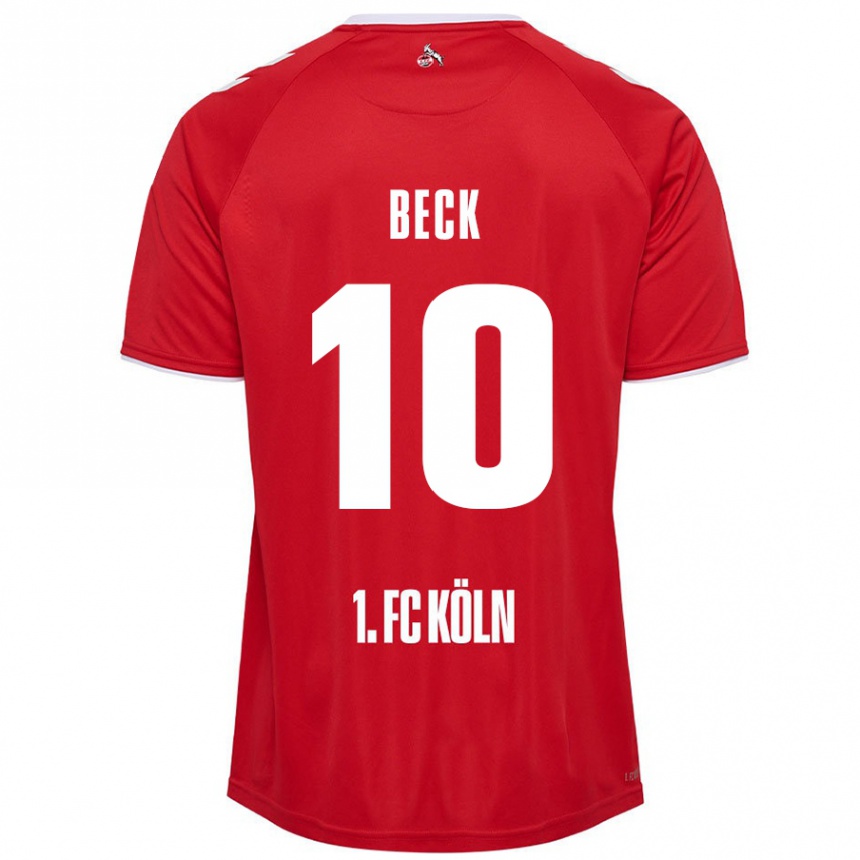 Kids Football Sharon Beck #10 Red White Away Jersey 2024/25 T-Shirt