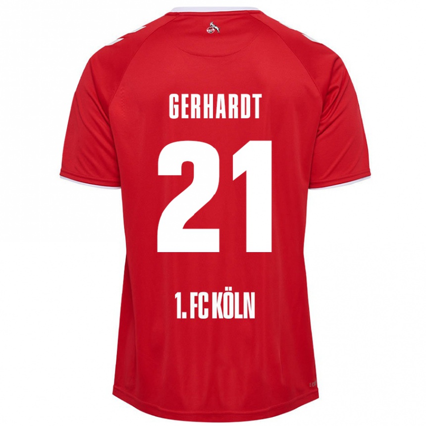 Kids Football Anna Gerhardt #21 Red White Away Jersey 2024/25 T-Shirt