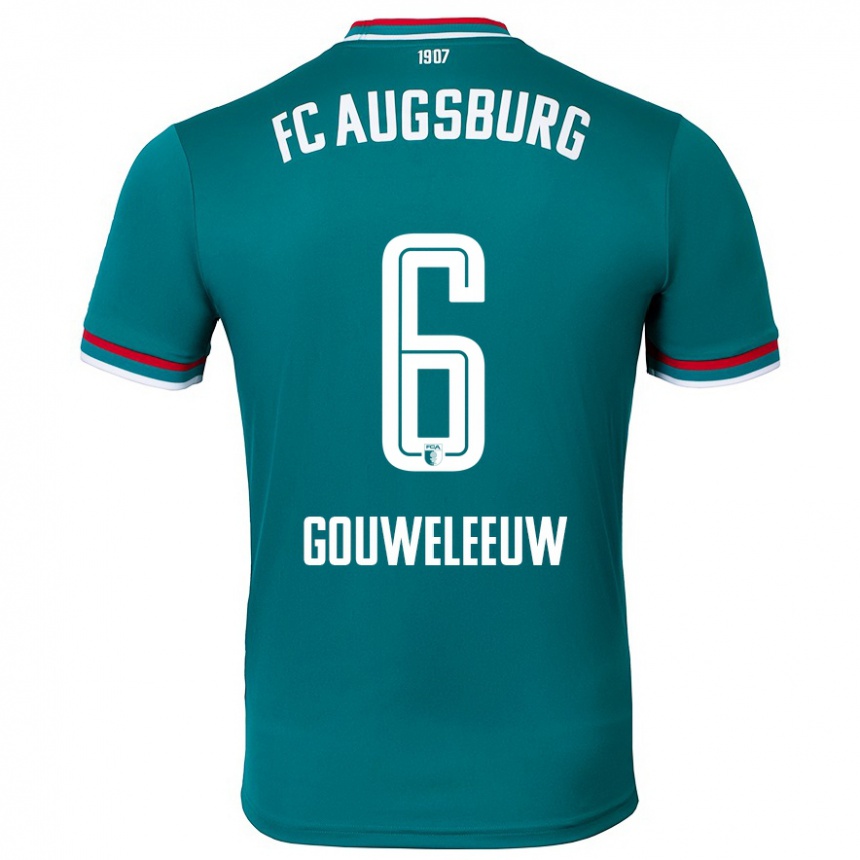 Kids Football Jeffrey Gouweleeuw #6 Dark Green Away Jersey 2024/25 T-Shirt