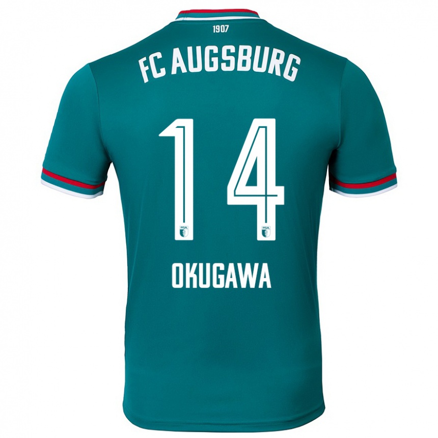 Kids Football Masaya Okugawa #14 Dark Green Away Jersey 2024/25 T-Shirt