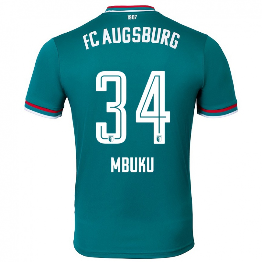 Kids Football Nathanaël Mbuku #34 Dark Green Away Jersey 2024/25 T-Shirt