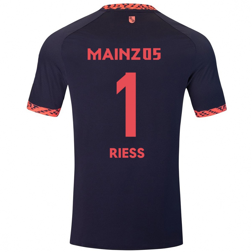 Kids Football Lasse Rieß #1 Blue Coral Red Away Jersey 2024/25 T-Shirt