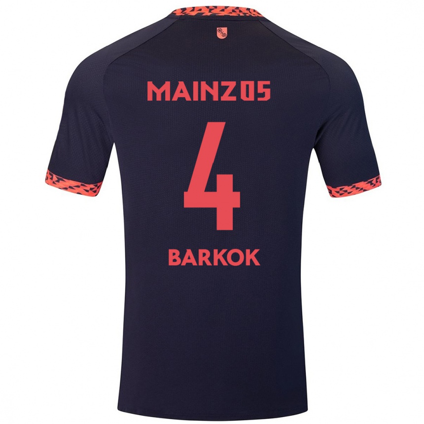 Kids Football Aymen Barkok #4 Blue Coral Red Away Jersey 2024/25 T-Shirt