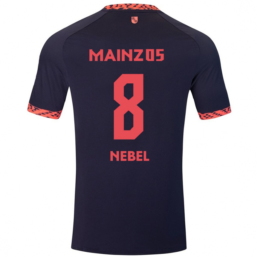 Kids Football Paul Nebel #8 Blue Coral Red Away Jersey 2024/25 T-Shirt