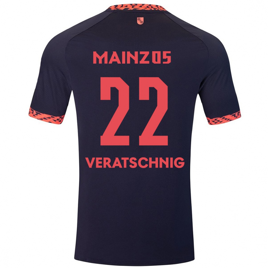 Kids Football Nikolas Veratschnig #22 Blue Coral Red Away Jersey 2024/25 T-Shirt