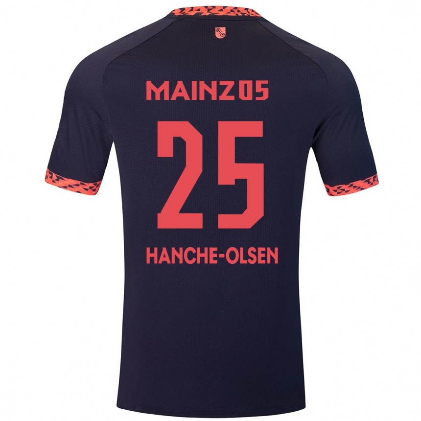 Kids Football Andreas Hanche-Olsen #25 Blue Coral Red Away Jersey 2024/25 T-Shirt