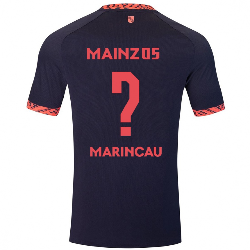 Kids Football Emanuel Marincău #0 Blue Coral Red Away Jersey 2024/25 T-Shirt