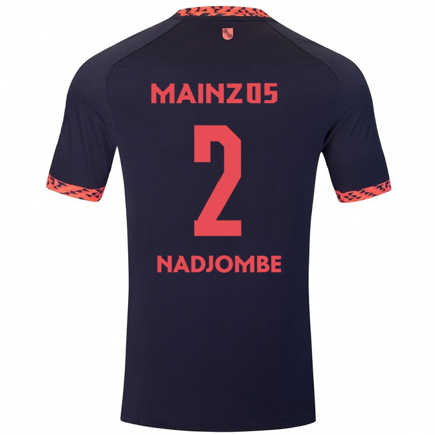 Kids Football Jean-Marie Nadjombe #2 Blue Coral Red Away Jersey 2024/25 T-Shirt