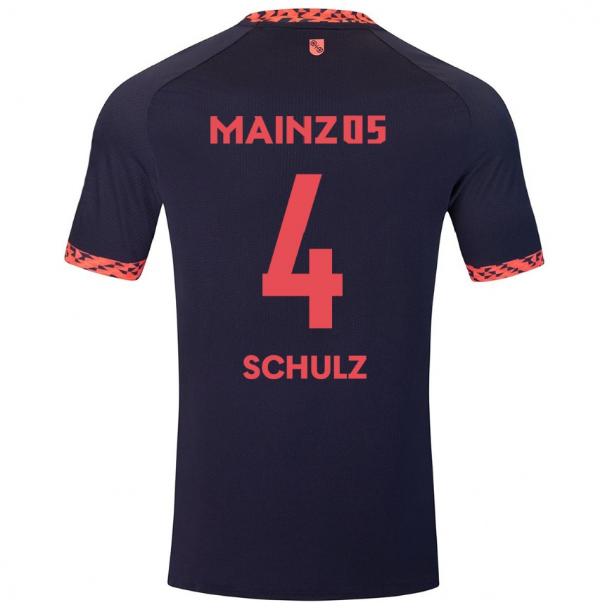 Kids Football Philipp Schulz #4 Blue Coral Red Away Jersey 2024/25 T-Shirt