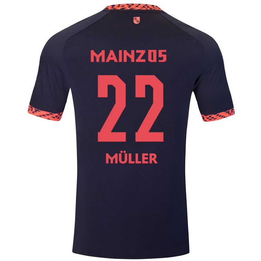 Kids Football Tim Müller #22 Blue Coral Red Away Jersey 2024/25 T-Shirt