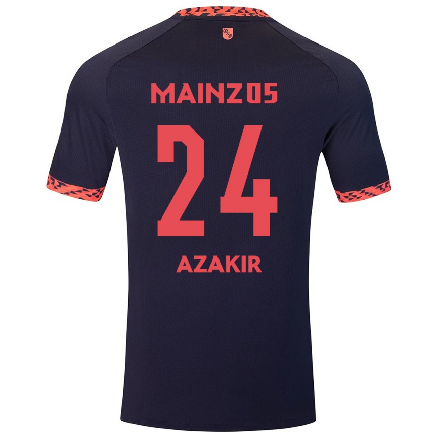 Kids Football Dennis Azakir #24 Blue Coral Red Away Jersey 2024/25 T-Shirt