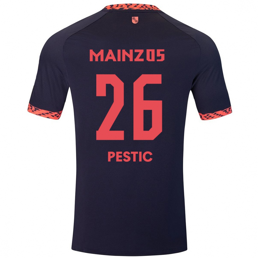 Kids Football Dominik Pestic #26 Blue Coral Red Away Jersey 2024/25 T-Shirt