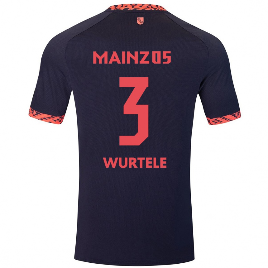 Kids Football Fabienne Würtele #3 Blue Coral Red Away Jersey 2024/25 T-Shirt