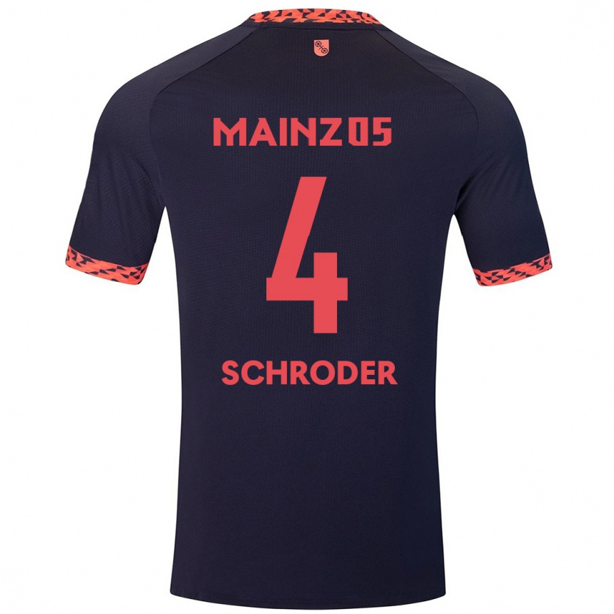 Kids Football Lara Schröder #4 Blue Coral Red Away Jersey 2024/25 T-Shirt