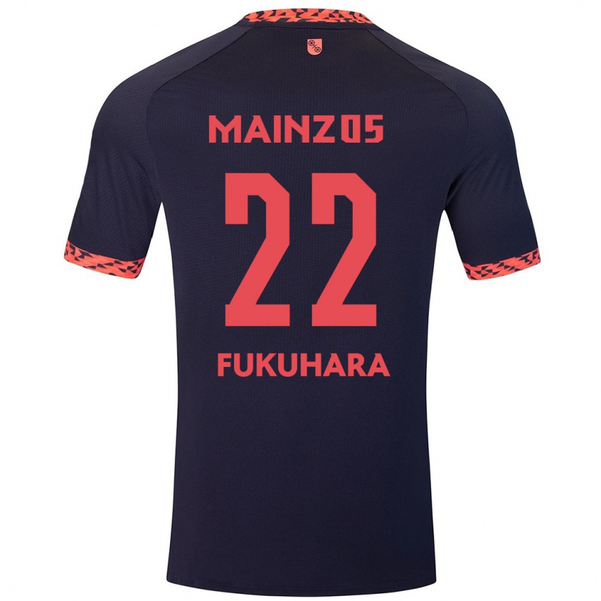 Kids Football Yuuka Fukuhara #22 Blue Coral Red Away Jersey 2024/25 T-Shirt