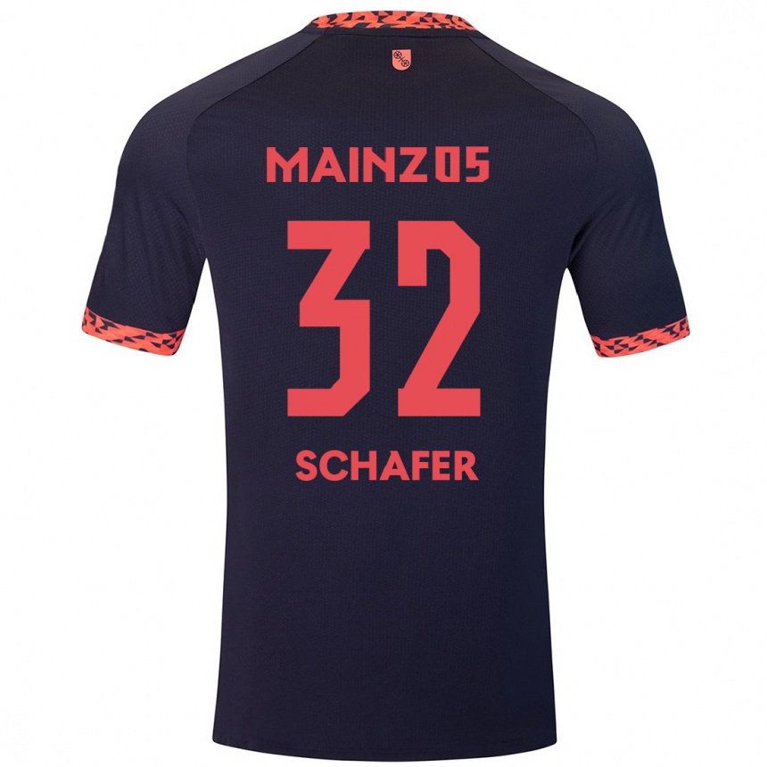 Kids Football Ann-Christin Schäfer #32 Blue Coral Red Away Jersey 2024/25 T-Shirt