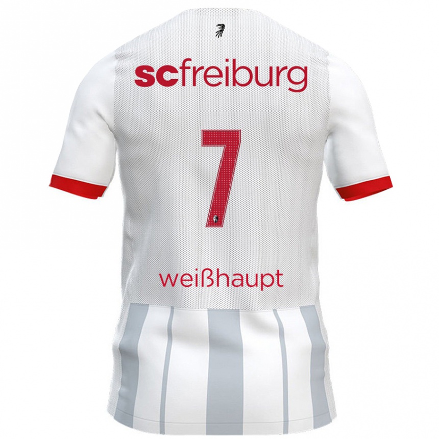 Kids Football Noah Weißhaupt #7 White Grey Away Jersey 2024/25 T-Shirt