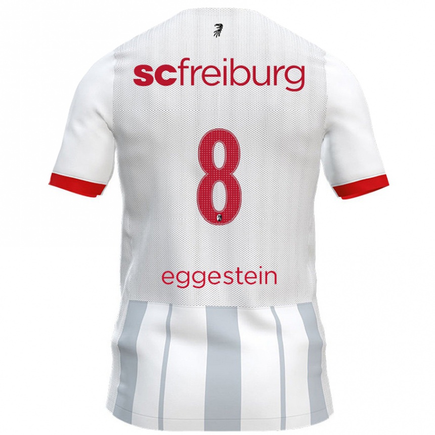 Kids Football Maximilian Eggestein #8 White Grey Away Jersey 2024/25 T-Shirt