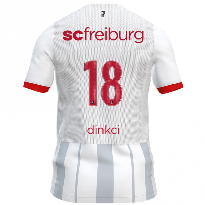 Kids Football Eren Dinkci #18 White Grey Away Jersey 2024/25 T-Shirt