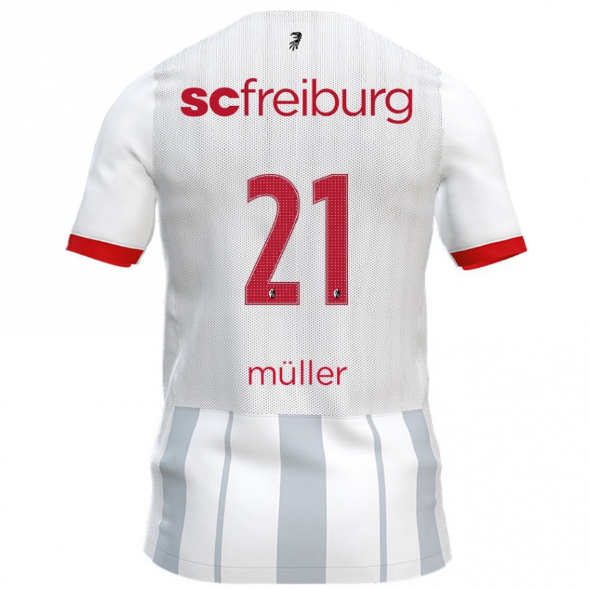 Kids Football Florian Müller #21 White Grey Away Jersey 2024/25 T-Shirt