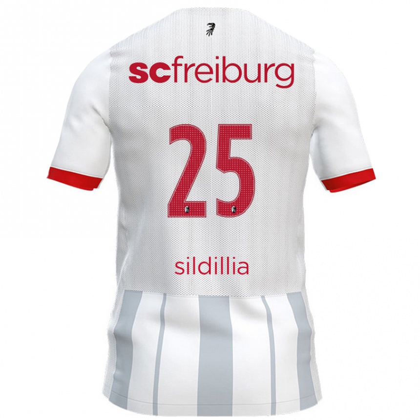 Kids Football Kiliann Sildillia #25 White Grey Away Jersey 2024/25 T-Shirt