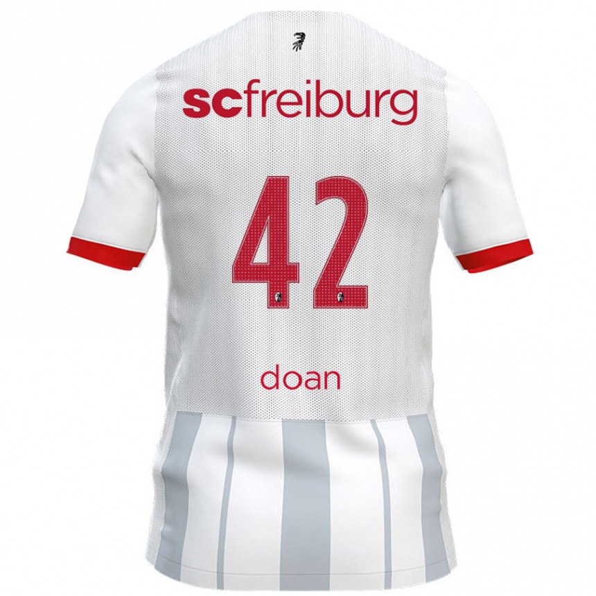 Kids Football Ritsu Doan #42 White Grey Away Jersey 2024/25 T-Shirt