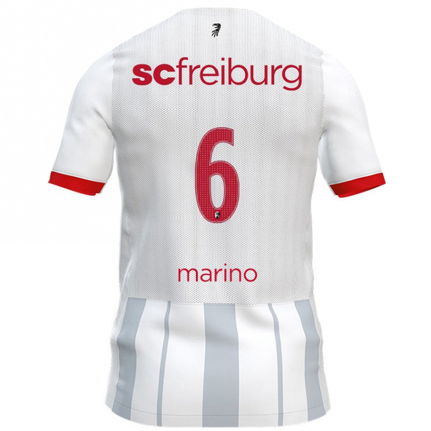 Kids Football Luca Marino #6 White Grey Away Jersey 2024/25 T-Shirt