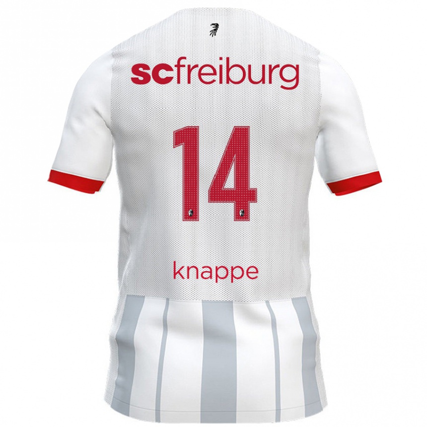 Kids Football Davino Knappe #14 White Grey Away Jersey 2024/25 T-Shirt