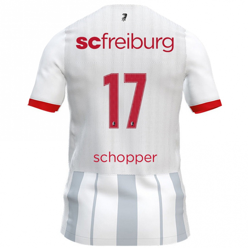 Kids Football David Schopper #17 White Grey Away Jersey 2024/25 T-Shirt